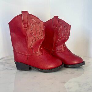 Toddler Cowboy Boots | Size 6 | Red Faux Leather